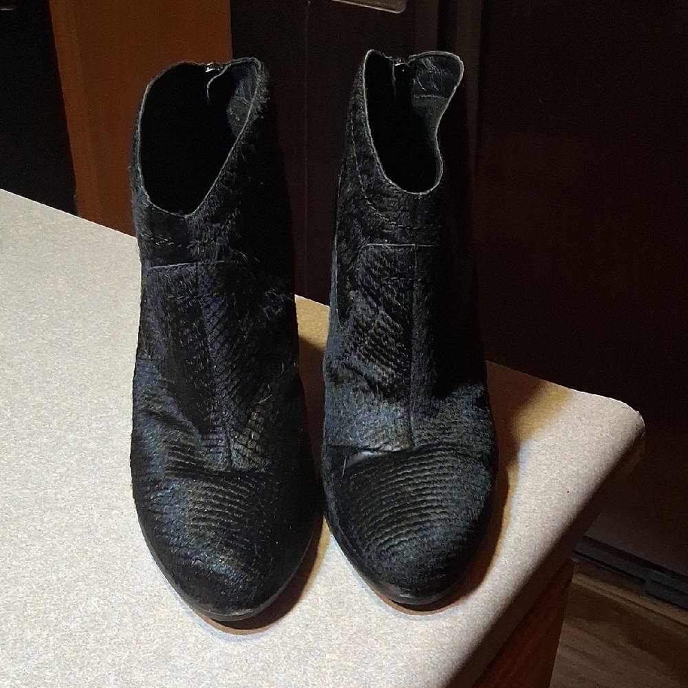 Ugg Calf Hair Black Ankle Boots